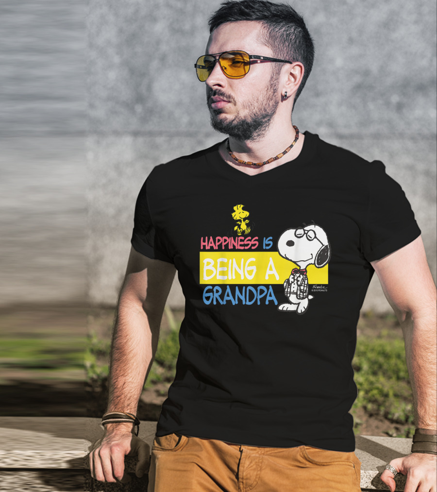 Peanuts Snoopy Happiness Is Being A Grandpa Woodstock T-Shirt