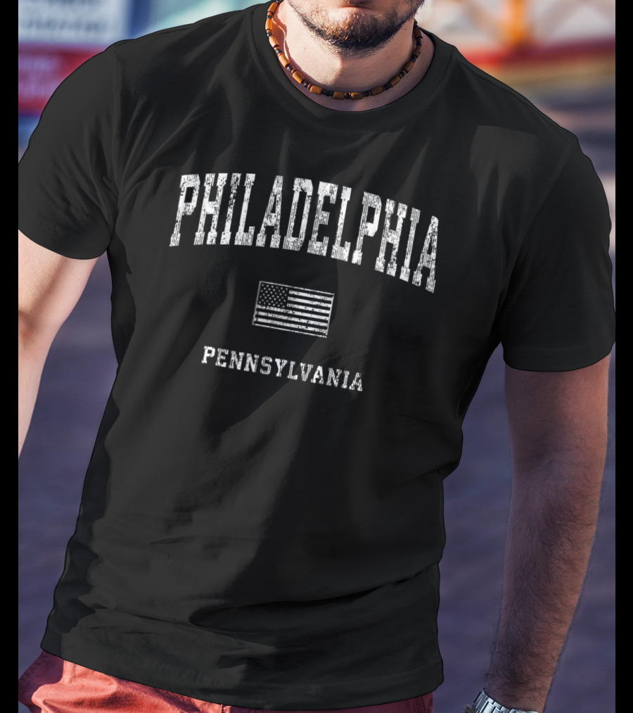 Philadelphia Pennsylvania PA Vintage American Flag T-Shirt