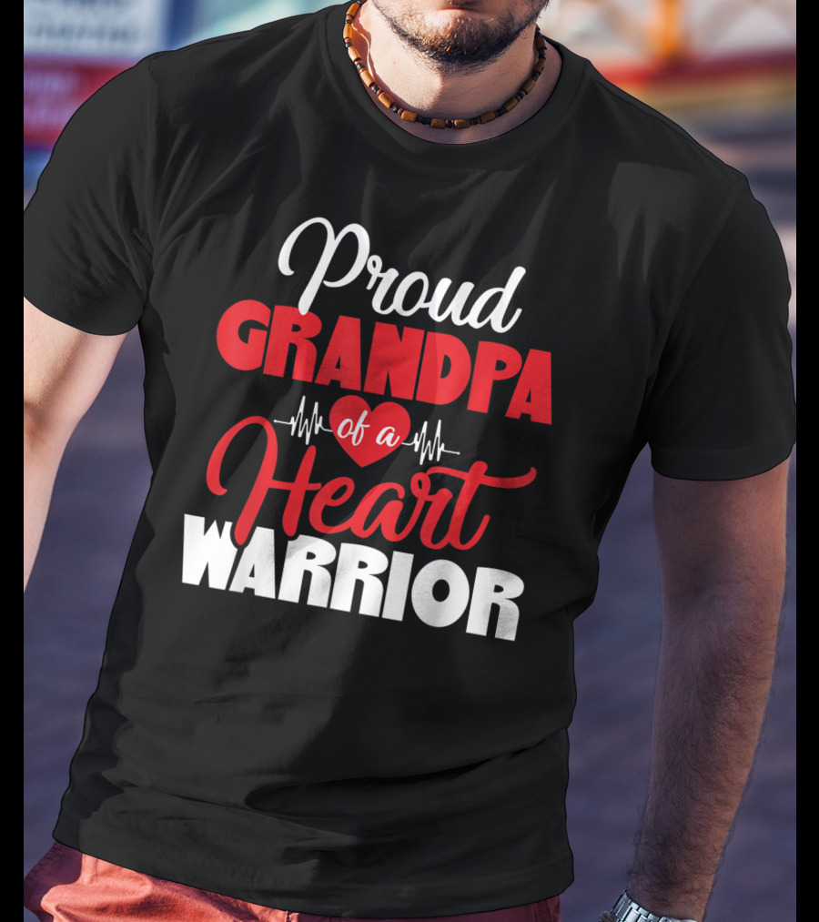 Proud Grandpa Of A Heart Warrior CHD Awareness T-Shirt
