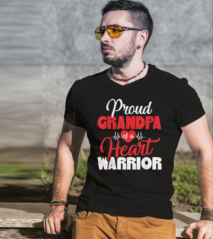 Proud Grandpa Of A Heart Warrior CHD Awareness T-Shirt