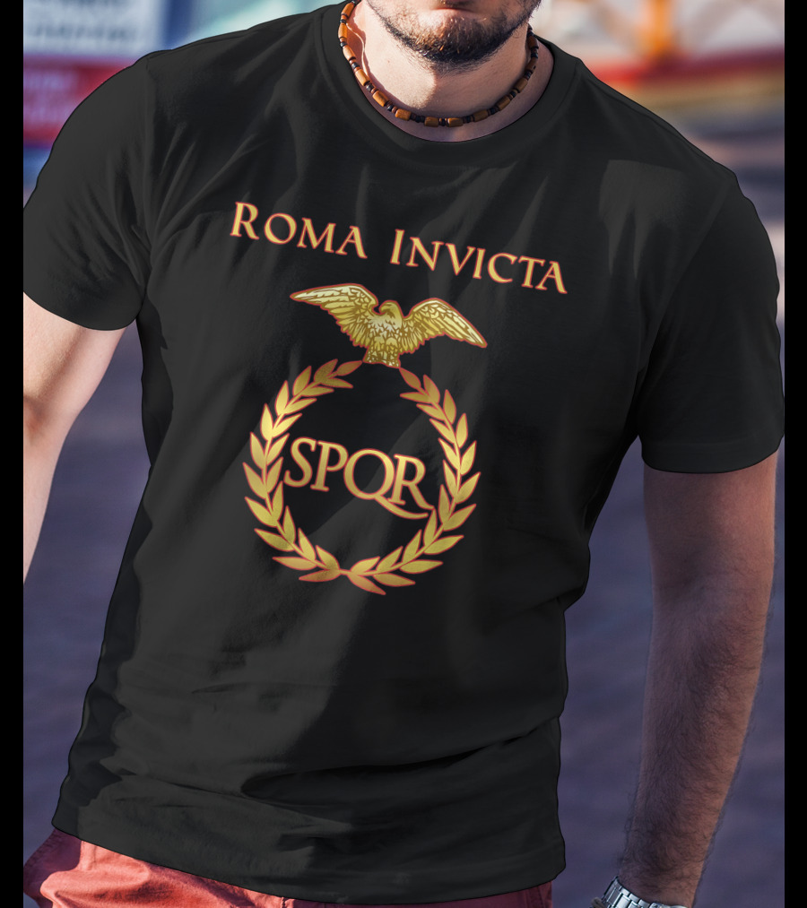 Roma Invicta SPQR Roman Empire Eagle Laurel Wreath Latin Emblem T-Shirt