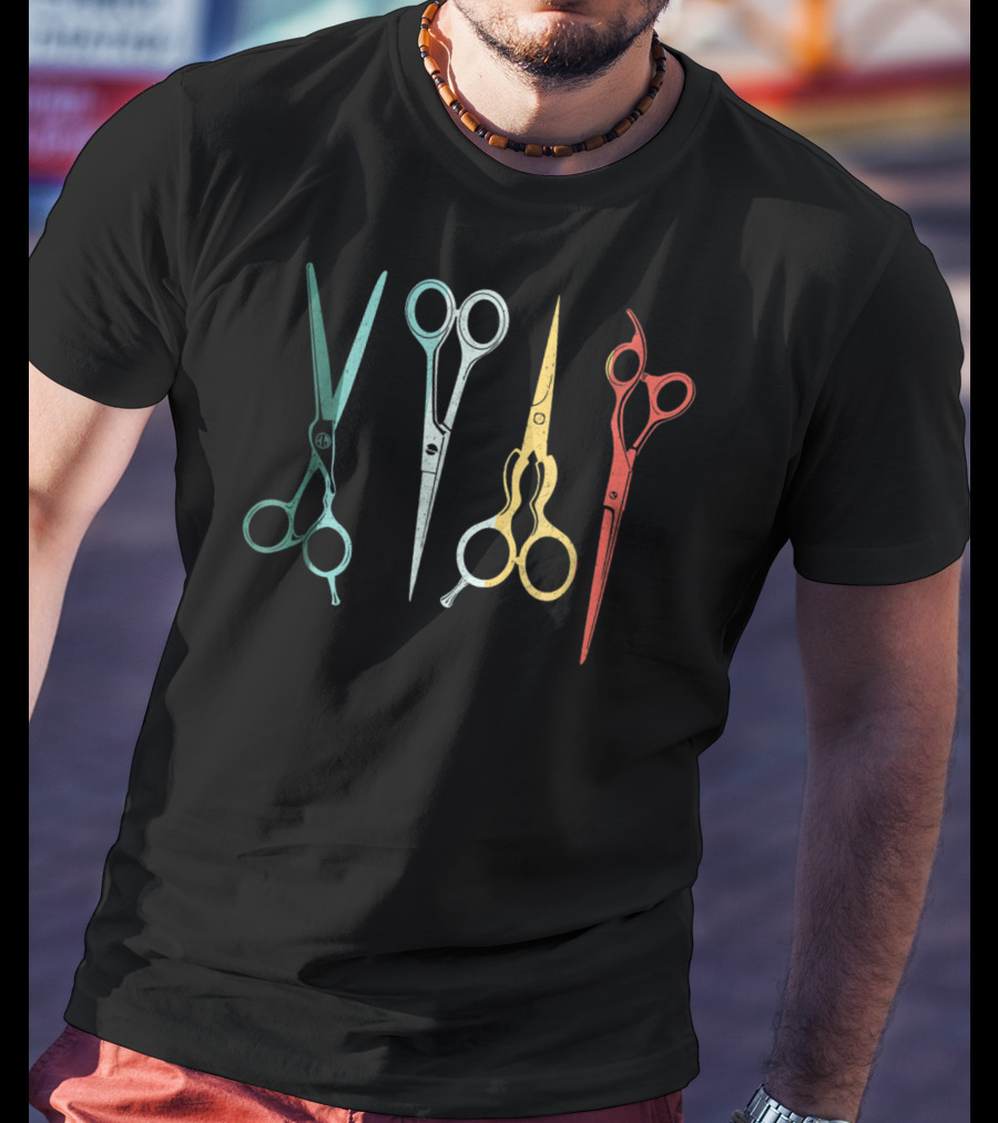 Scissors Hair Stylist Colorful Vintage Tools T-Shirt