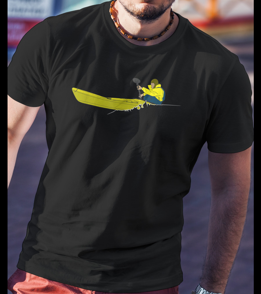Sea Kayak Ocean Adventure Touring With Yellow Canoe And Paddle T-Shirt