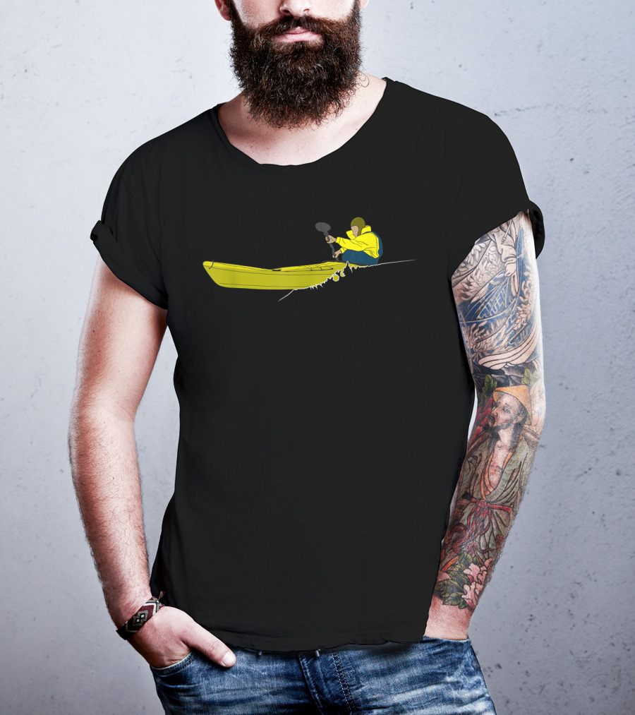Sea Kayak Ocean Adventure Touring With Yellow Canoe And Paddle T-Shirt