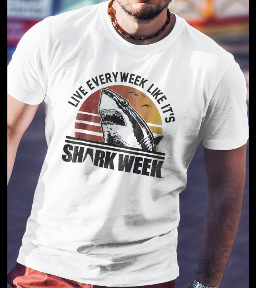 Live Every Week Like It's Shark Week Vintage Sunset T-Shirt