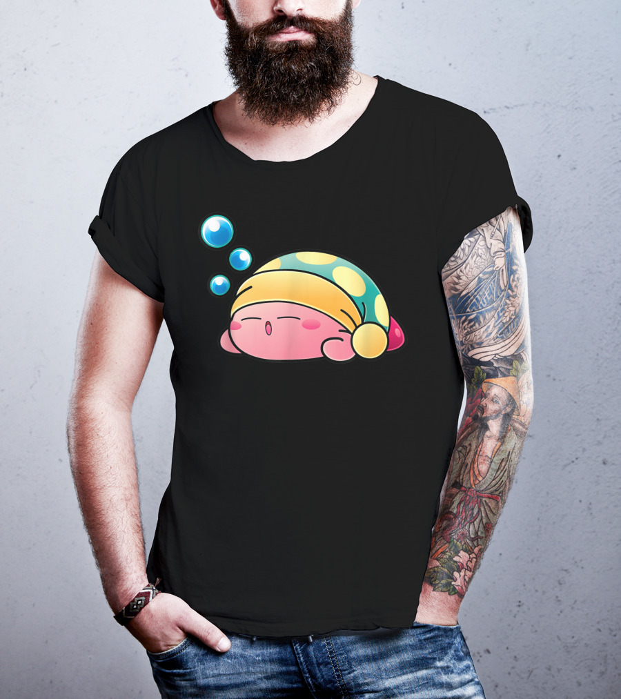 Sleeping Kirby Nightcap Bubbles T-Shirt