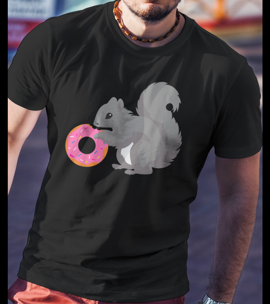 Squirrel Holding Pink Sprinkled Doughnut T-Shirt
