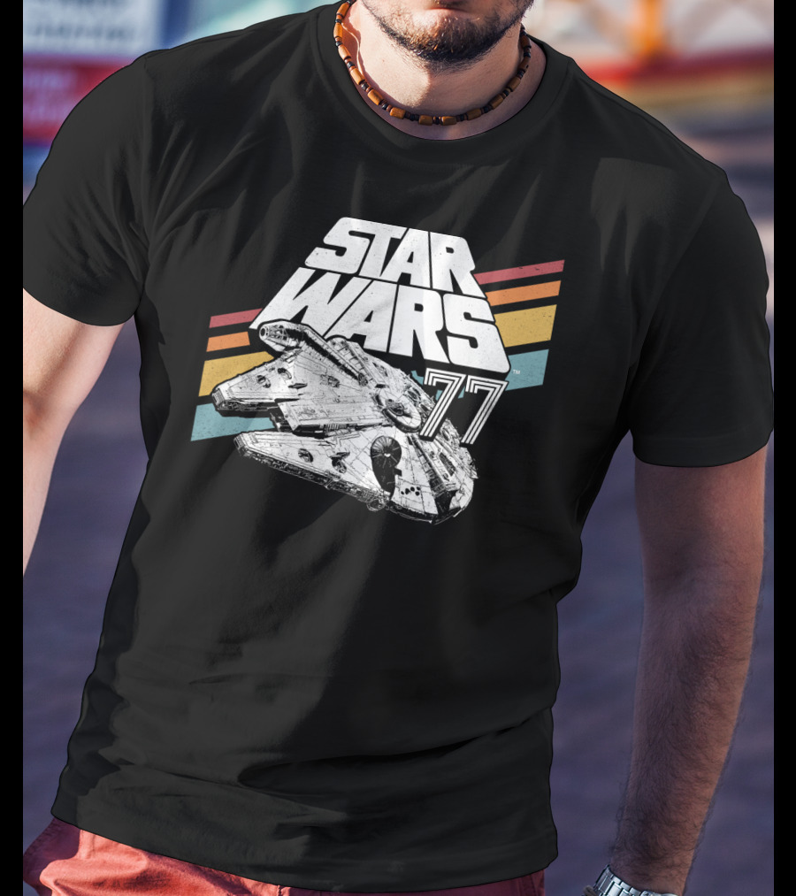 Star Wars 77 Millennium Falcon Rainbow Stripes T-Shirt