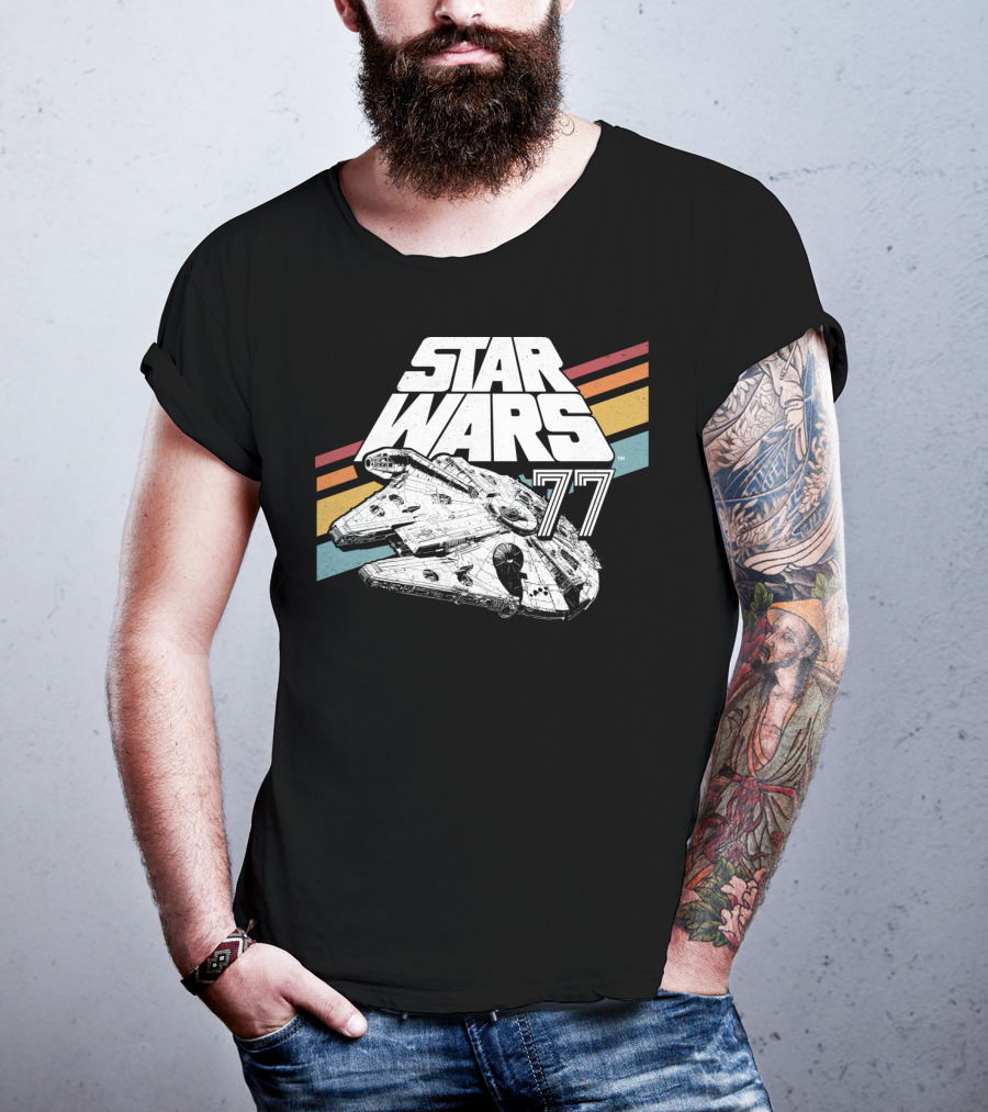 Star Wars 77 Millennium Falcon Rainbow Stripes T-Shirt