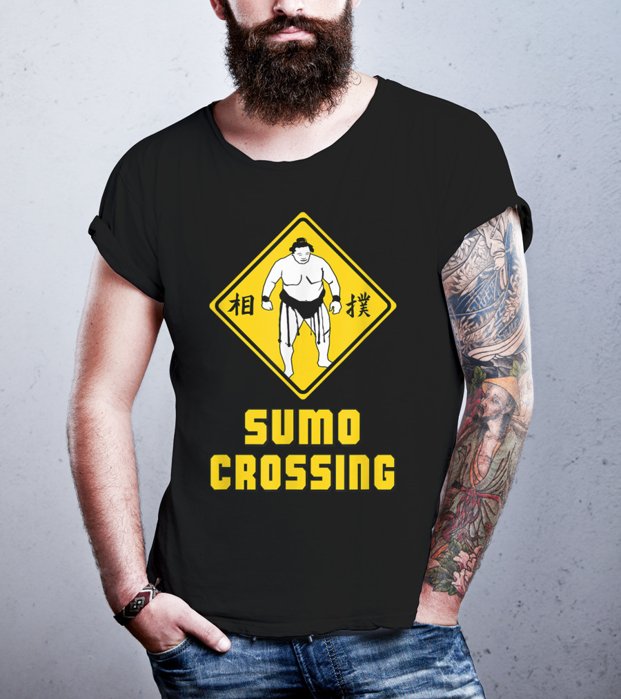 Sumo Crossing Sign Sumo Wrestling Iconic Warning Japan T-Shirt