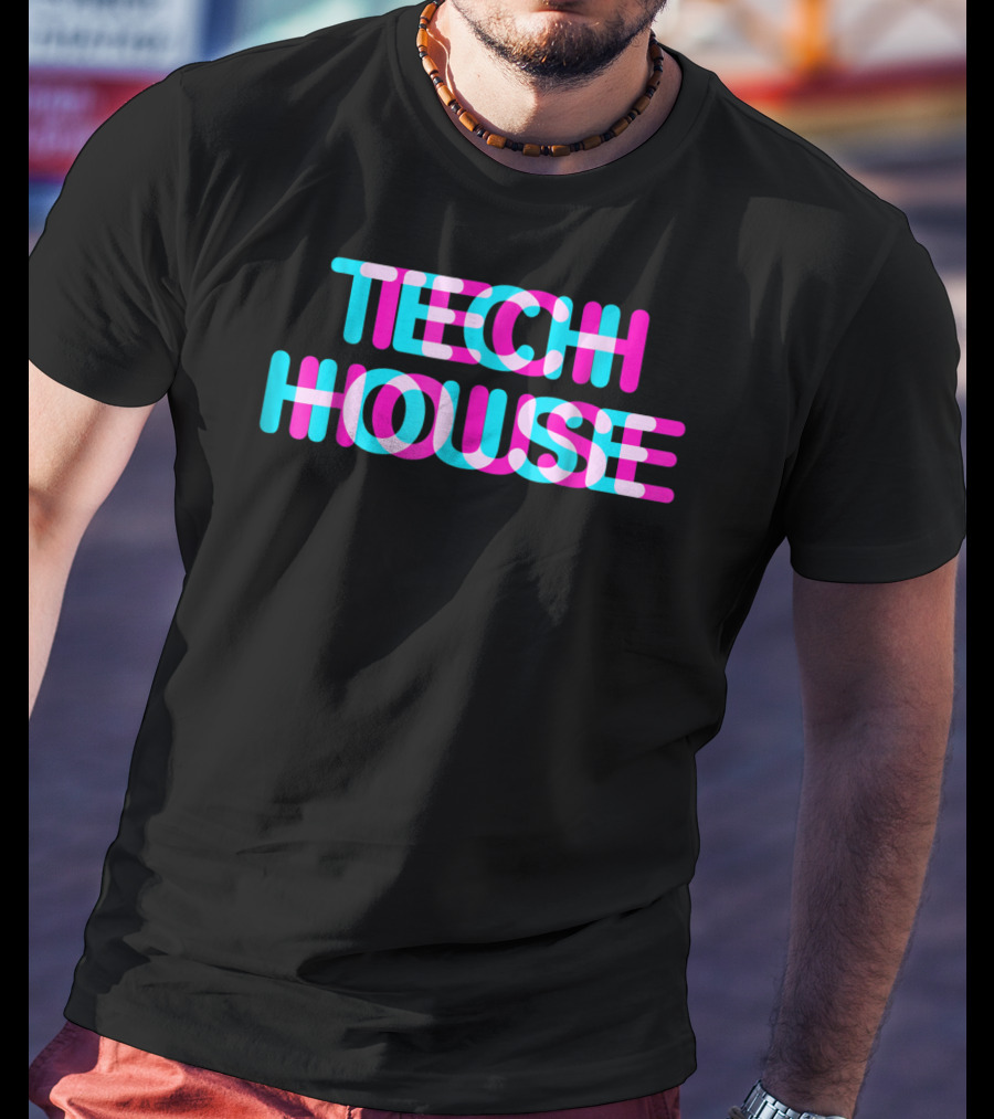 Tech House 3D Discotheque Music Retro Neon T-Shirt