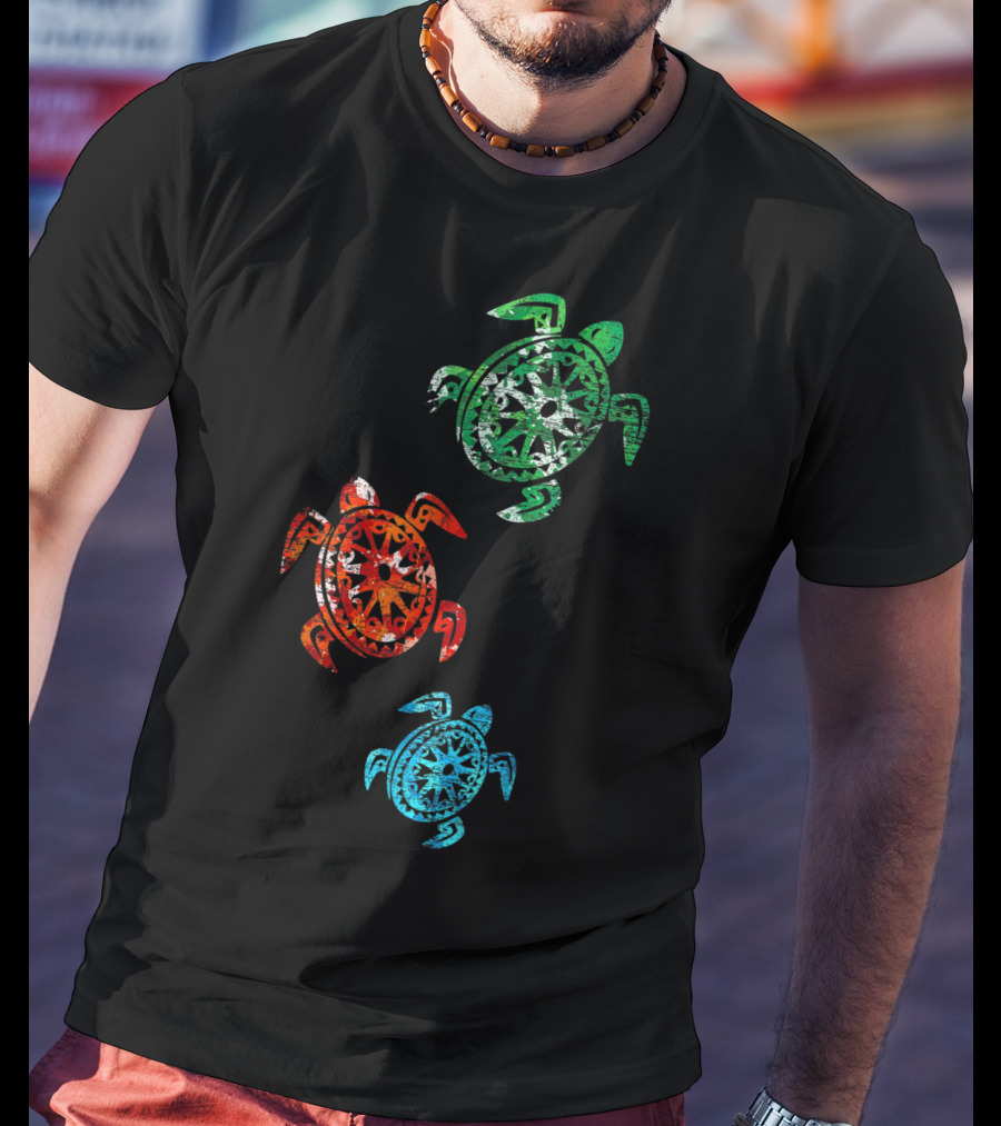 Turtles Save The Turtles Climate Change Green Red Blue T-Shirt
