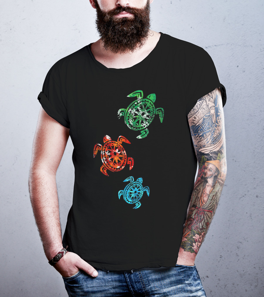 Turtles Save The Turtles Climate Change Green Red Blue T-Shirt