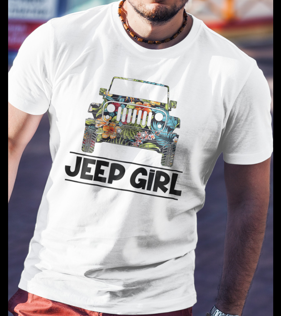 Vintage Flower Jeep Girl Summer T-Shirt