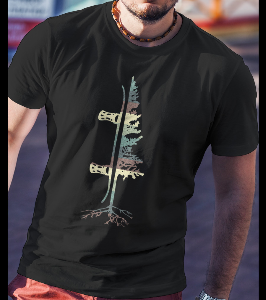 Vintage Pine Double Snowboard Tree Roots T-Shirt