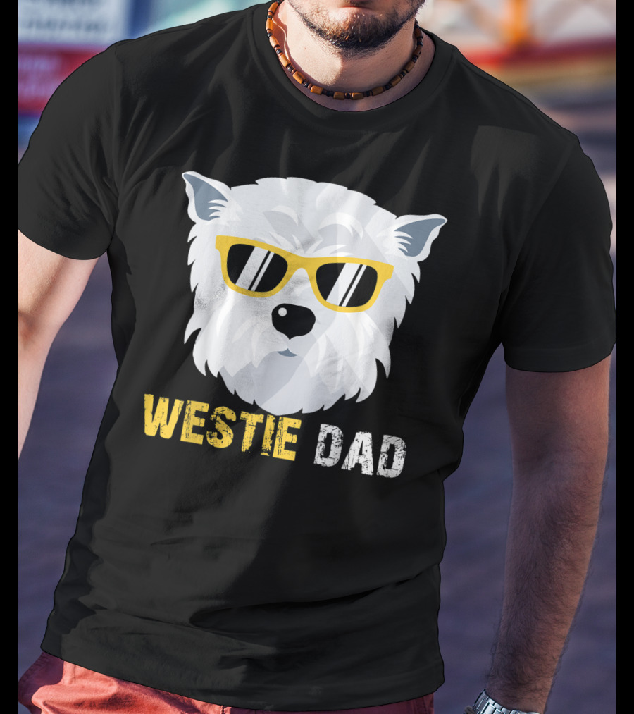 Westie Dad Dog Lovers Cool Sunglasses T-Shirt