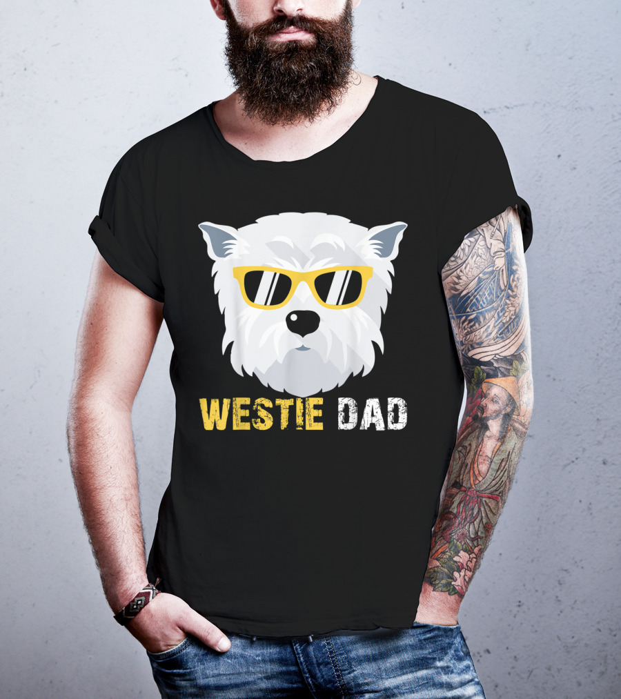 Westie Dad Dog Lovers Cool Sunglasses T-Shirt