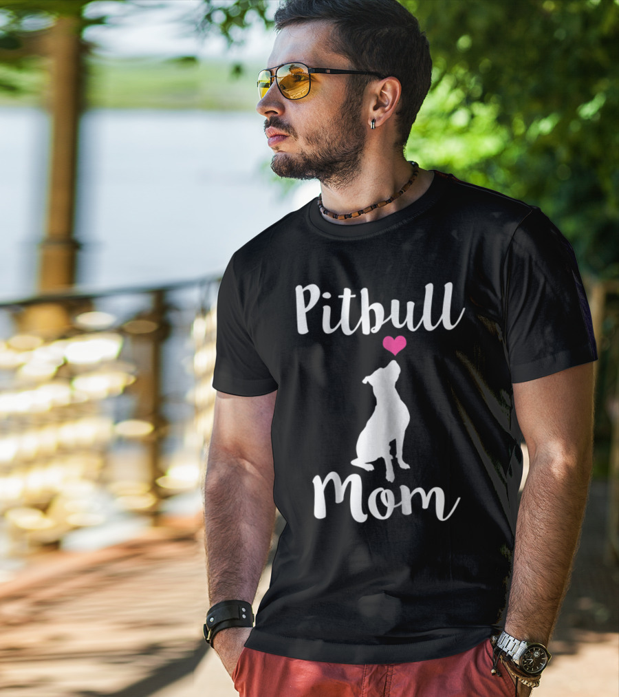 Pitbull Mom Pit Bull Dog Heart T-Shirt