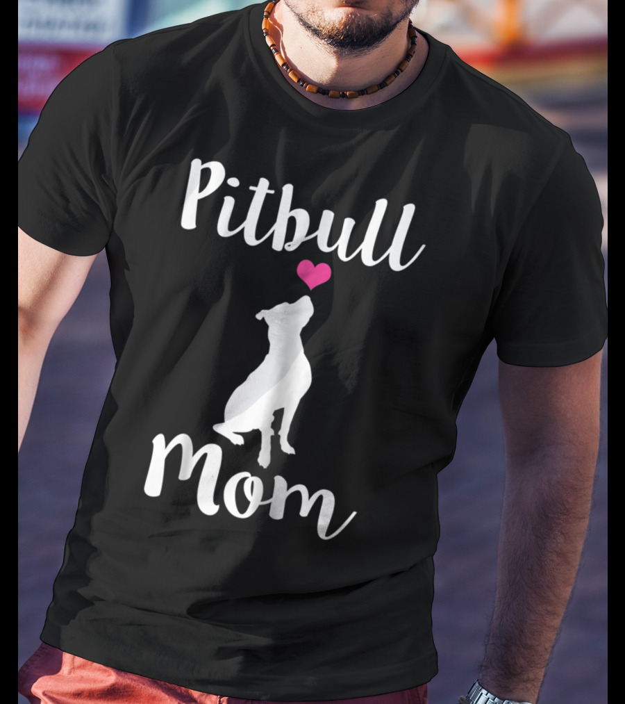 Pitbull Mom Pit Bull Dog Heart T-Shirt