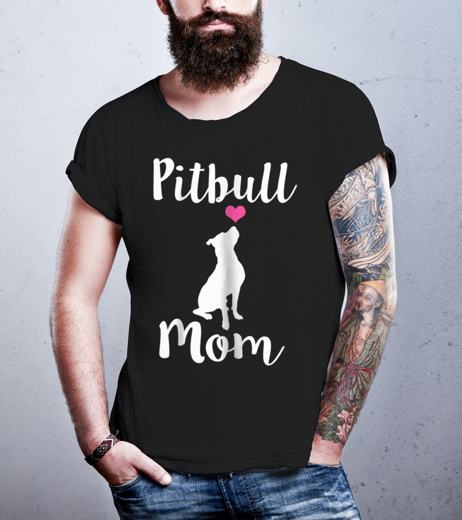 Pitbull Mom Pit Bull Dog Heart T-Shirt