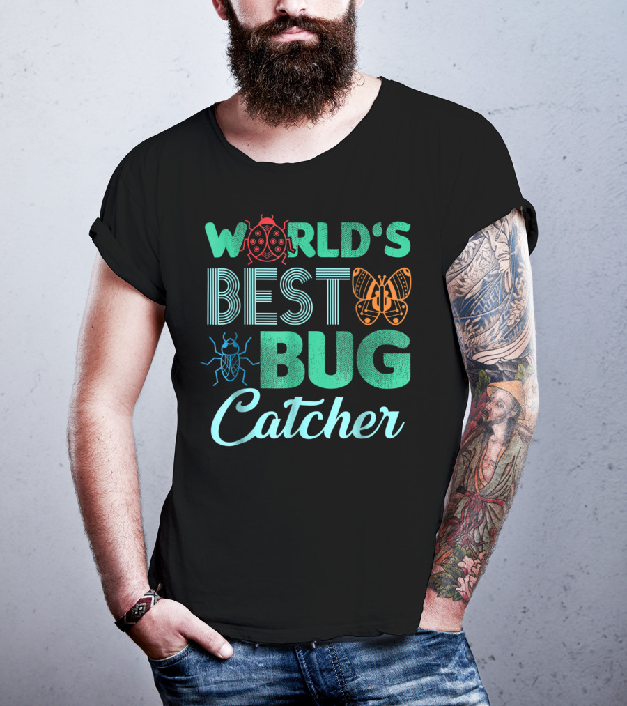 World's Best Bug Catcher Hunter Featuring Butterfly And Ladybug T-Shirt