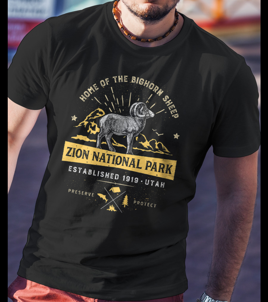 Home Of The Bighorn Sheep Zion National Park Established 1919 Utah Preserve Protect T-Shirt