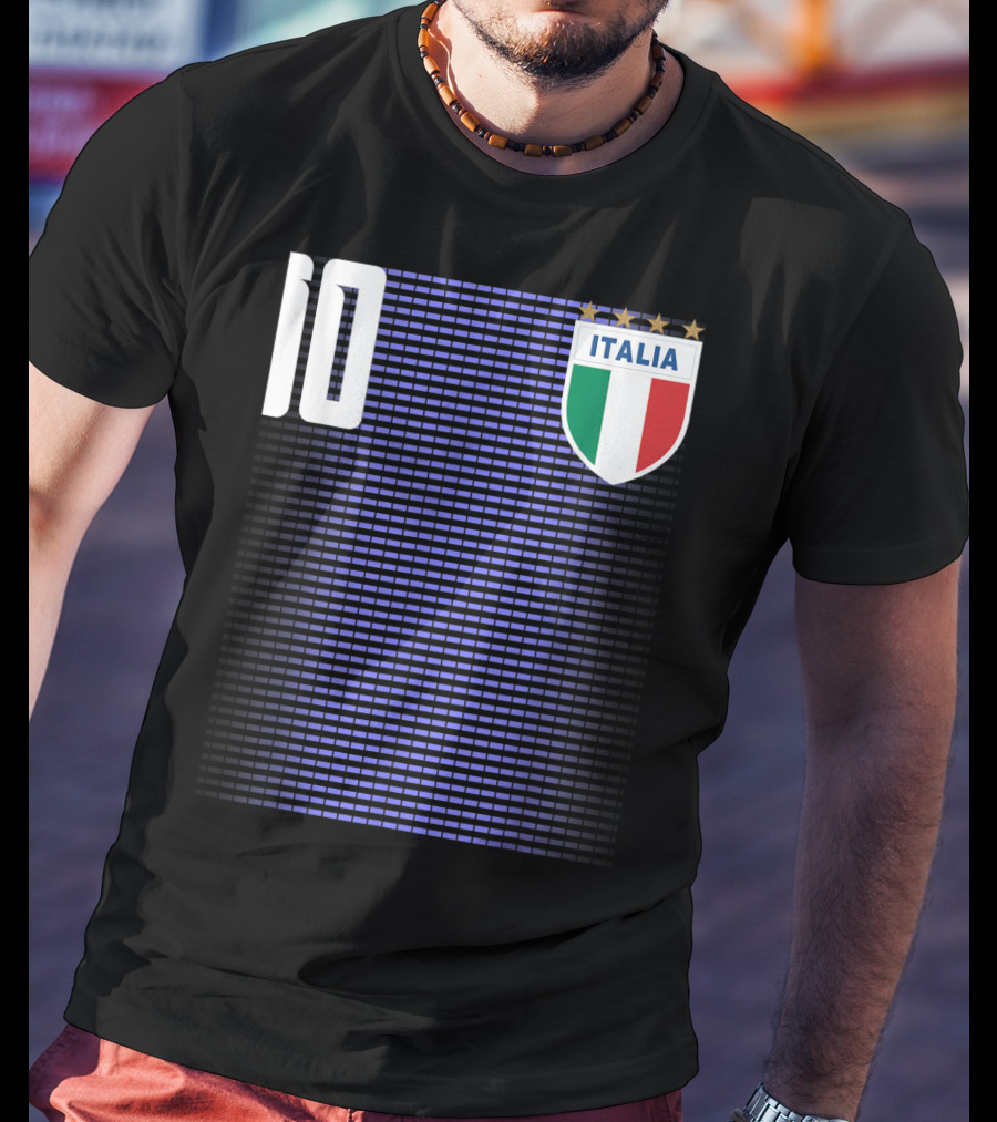Italia Italian Italiano Italy Calcio Soccer Jersey Number 10 Crest With Stars T-Shirt