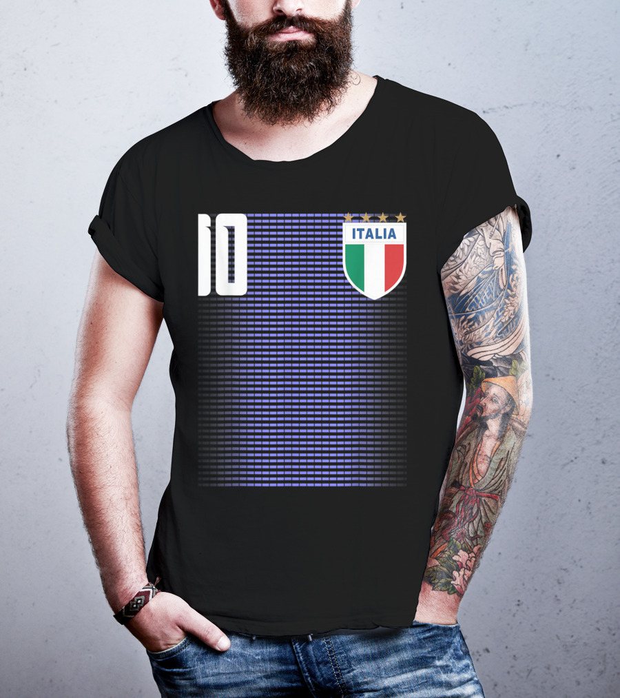Italia Italian Italiano Italy Calcio Soccer Jersey Number 10 Crest With Stars T-Shirt