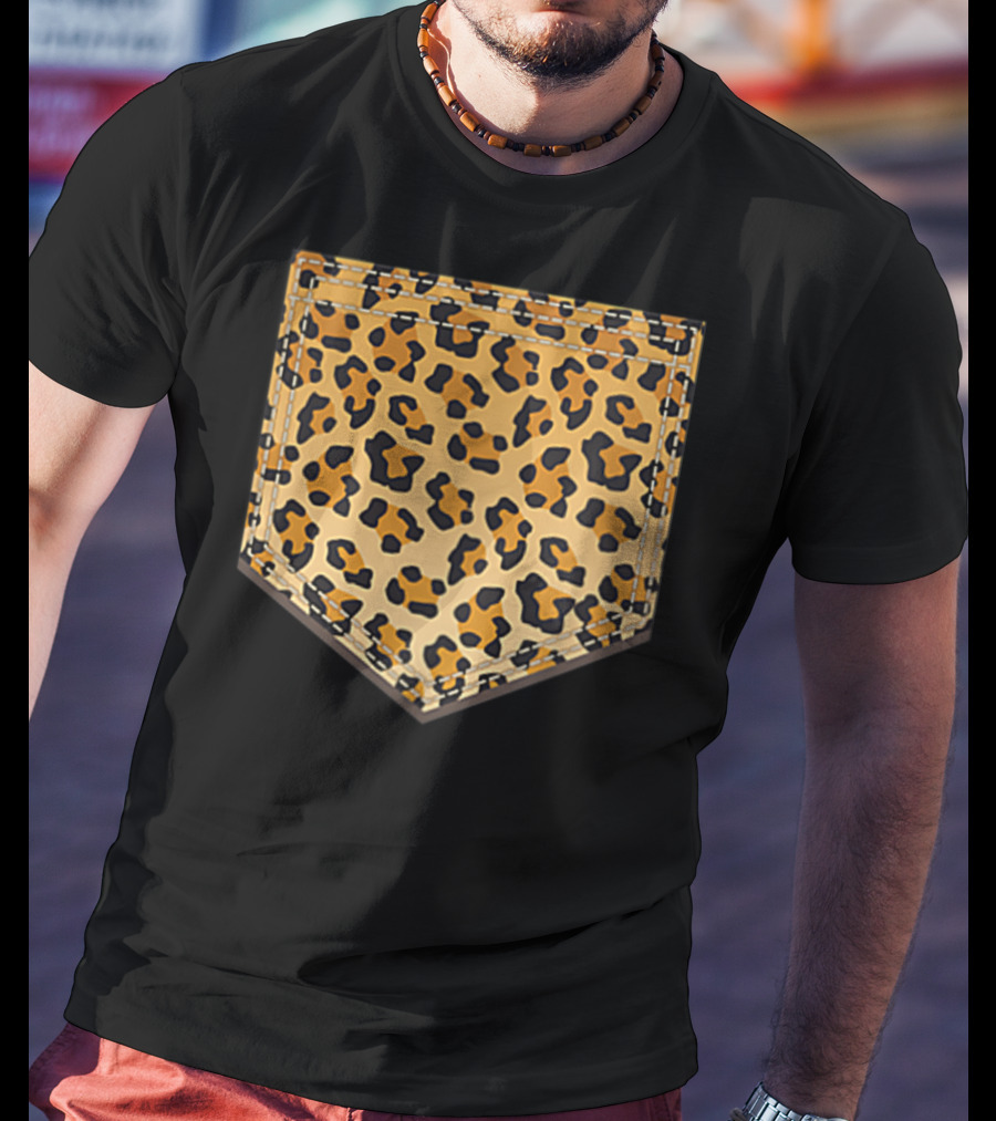 Leopard Print Pocket Cool Animal Lover Cheeta T-Shirt