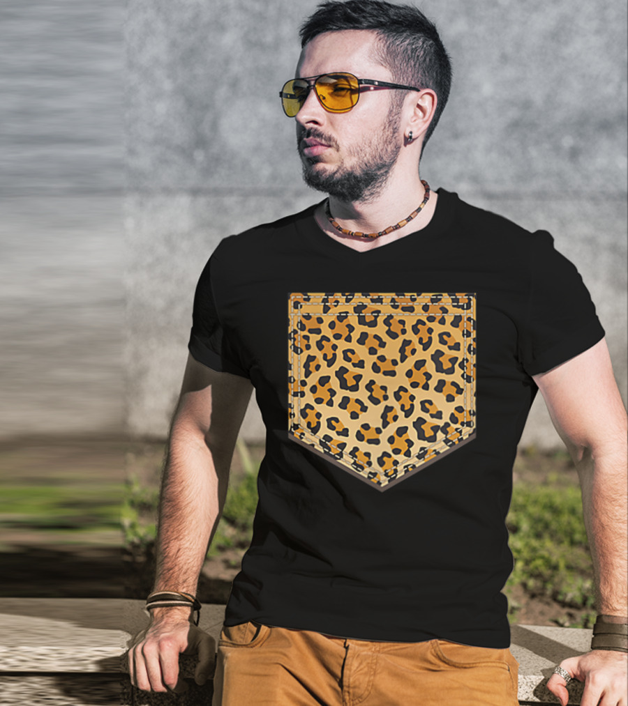 Leopard Print Pocket Cool Animal Lover Cheeta T-Shirt