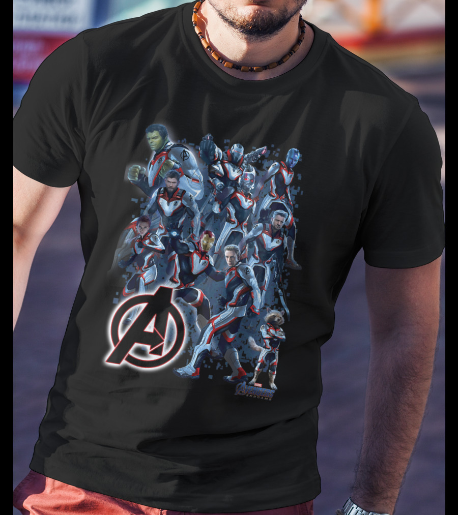 Marvel Avengers Endgame Quantum Suit Group With Avengers T-Shirt