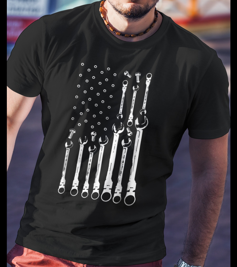 Mechanic Tools American Flag Patriotic USA T-Shirt
