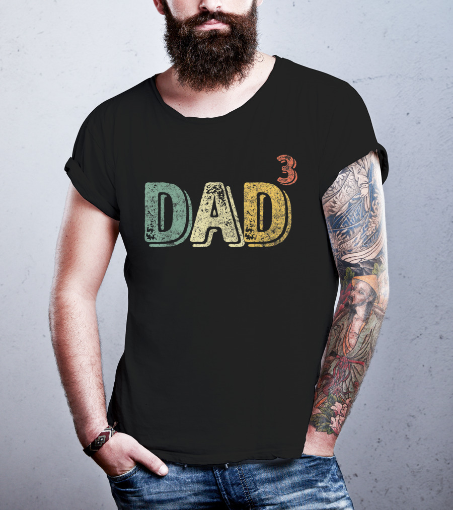 Dad Cubed Dad Of Three Father Mens T-Shirt