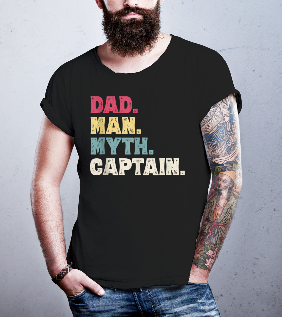 Dad Man Myth Captain Funny Father's Day Vintage T-Shirt