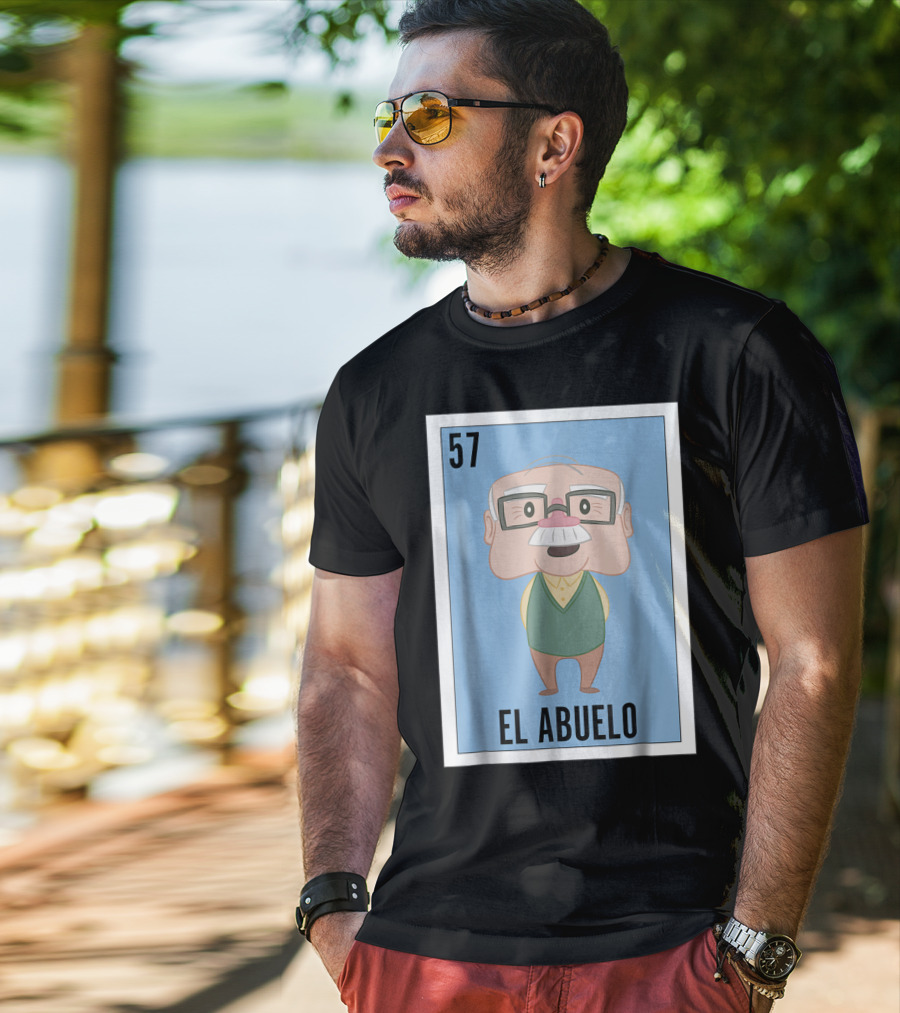 Mens Mexican Loteria El Abuelo 57 T-Shirt
