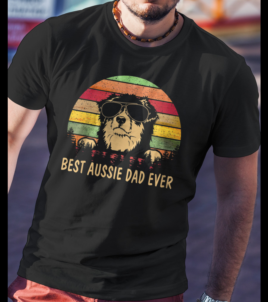Best Aussie Dad Ever Vintage Men's Father's Day Dog T-Shirt