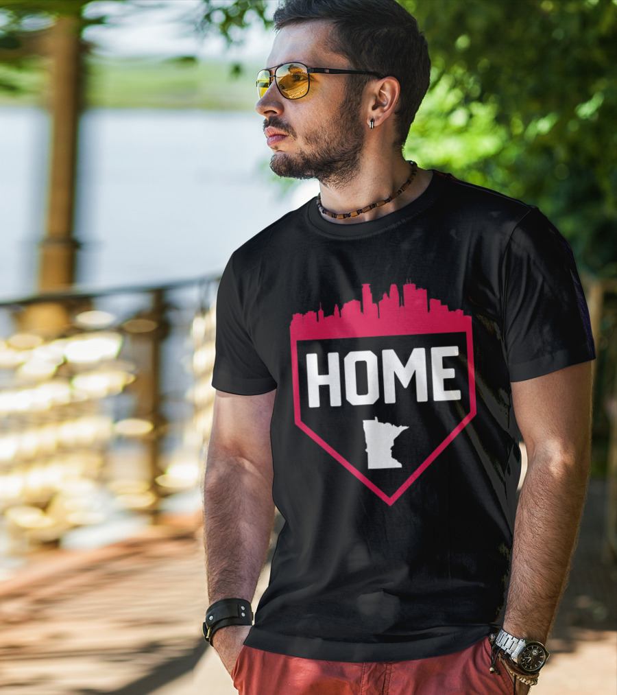 Minneapolis Minnesota Home Plate Baseball Skyline T-Shirt