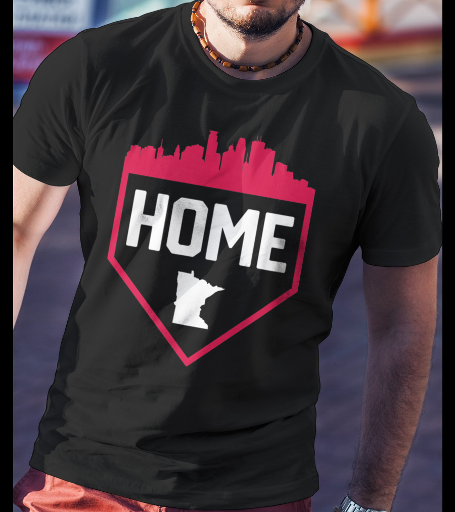 Minneapolis Minnesota Home Plate Baseball Skyline T-Shirt