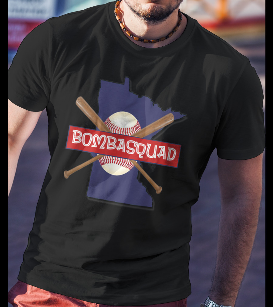Bombasquad Minnesota Baseball Crossed Bats And Ball T-Shirt