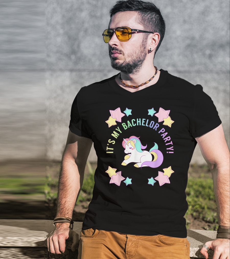 IT'S MY BACHELOR PARTY Unicorn And Stars T-Shirt