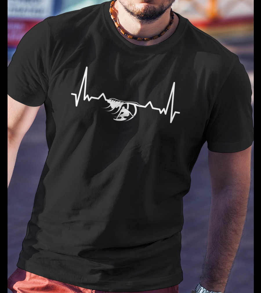 My Heart Beats For Surfing The Waves Summer Spor Surfer Heartbeat Line T-Shirt