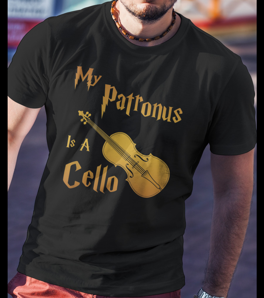 My Patronus Is A Cello For Cello Players With Lightning Font Inspired By Fantasy Magic T-Shirt