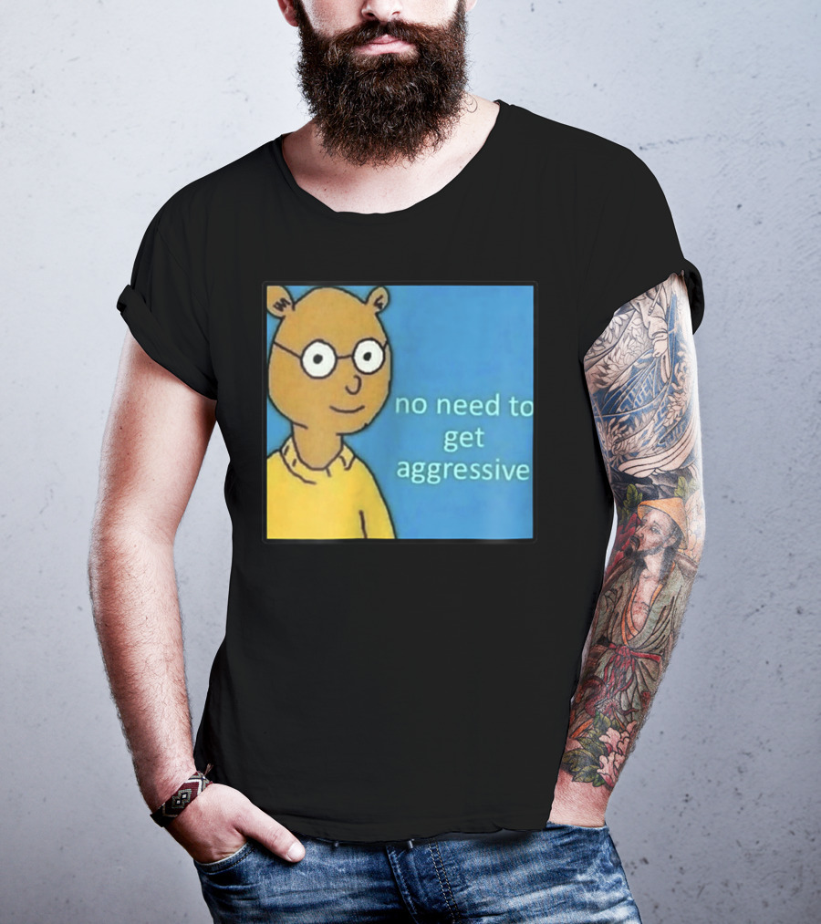 No Need To Get Aggressive Meme Bear Funny Aesthetic T-Shirt