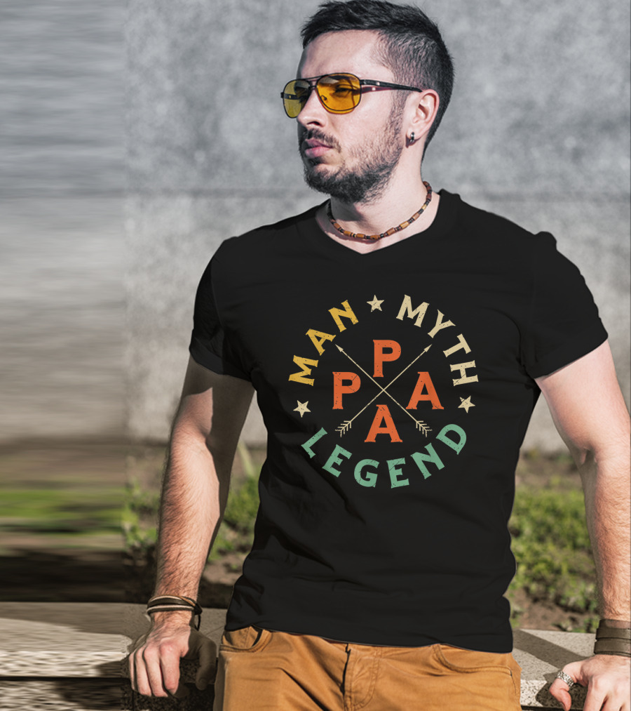 Papa Man Myth Legend Retro Father's Iconic T-Shirt