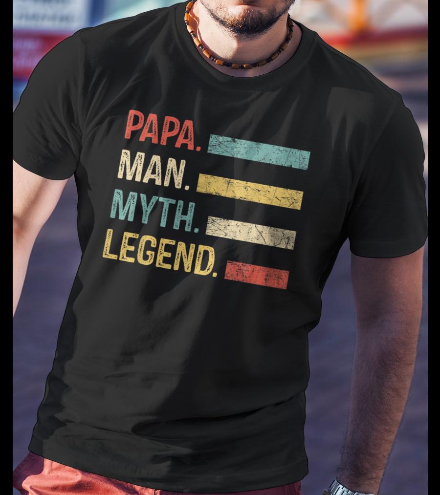 Papa Man Myth Legend Vintage Mens Dad Father T-Shirt