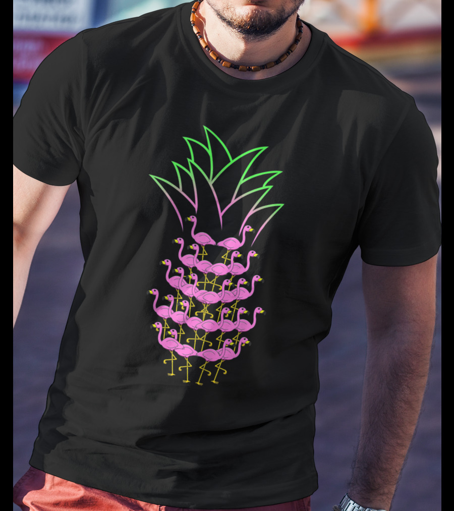 Pineapple Flamingo Neon Stack Formation T-Shirt