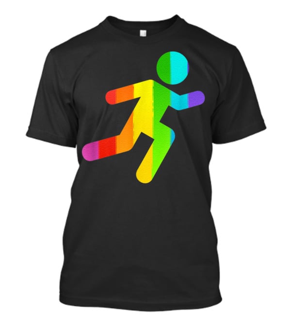 Rainbow Stick Figure Running T-Shirt