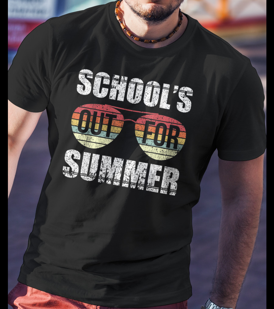 Retro Aviator Sunglasses School's Out For Summer Last Day Of School T-Shirt