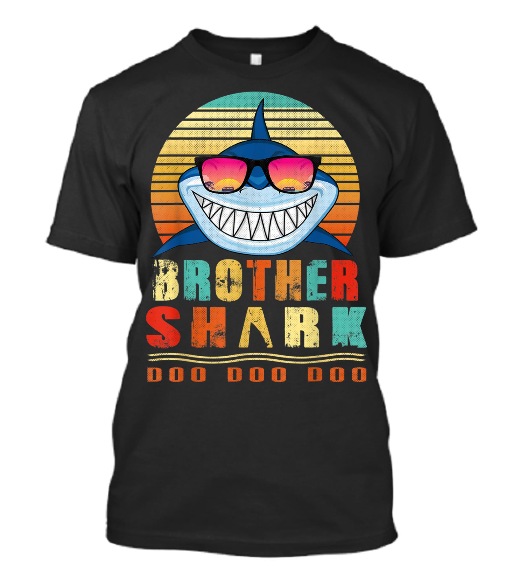 Brother Shark Doo Doo Doo Retro Vintage Sunglasses Sunset T-Shirt