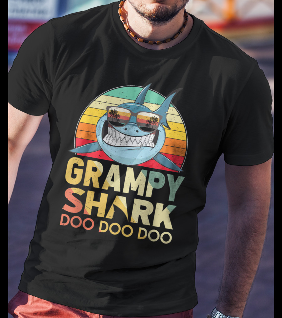 Grampy Shark Doo Doo Doo Retro Vintage T-Shirt
